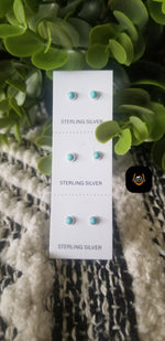 Load image into Gallery viewer, Little Sterling Silver Turquoise Studs
