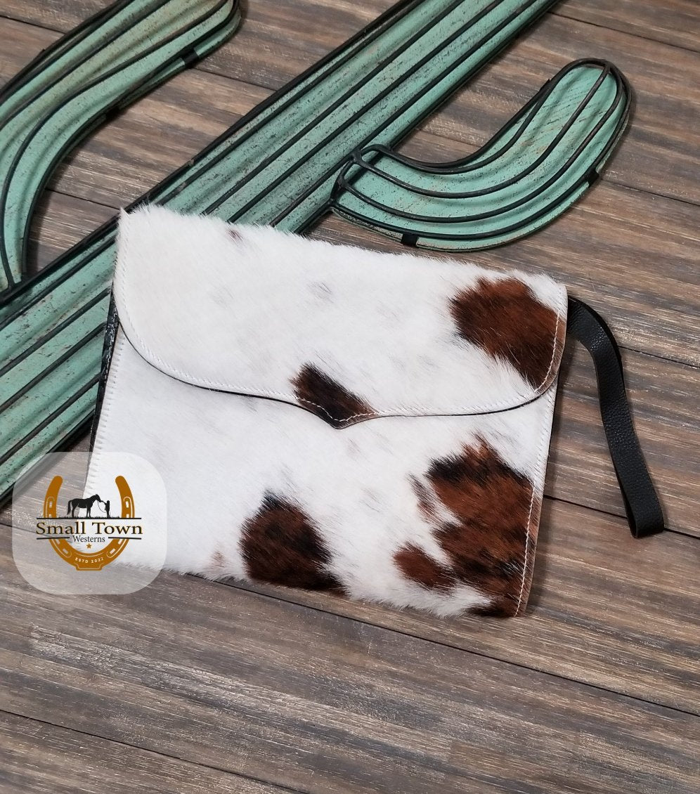 Cowhide Diaper/Wipe Clutches