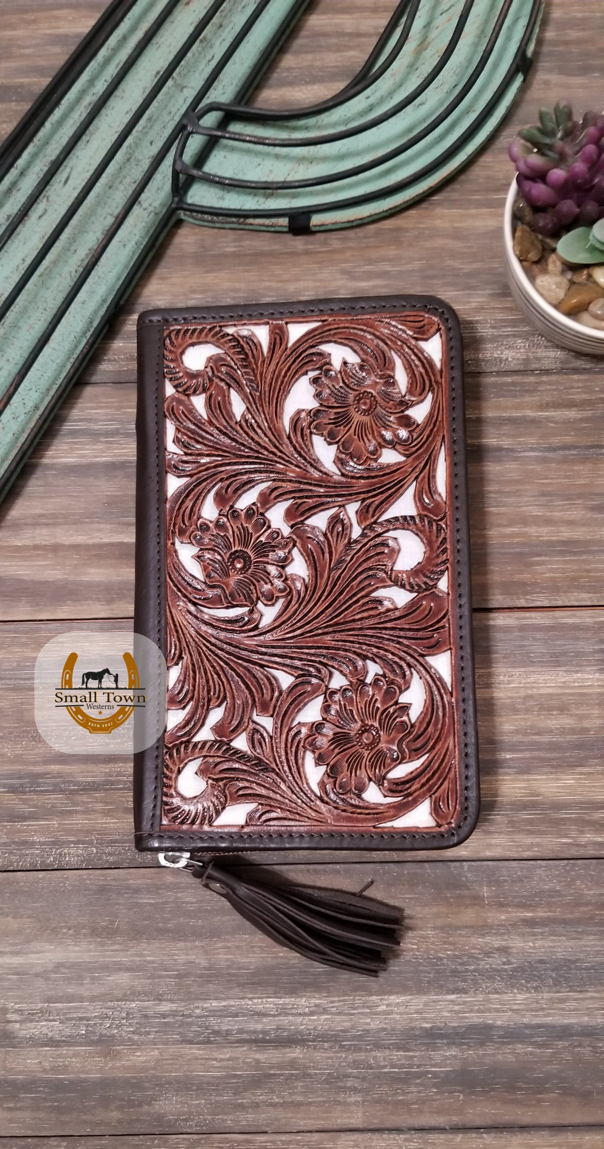 Cutout Tooled Flower Wallet