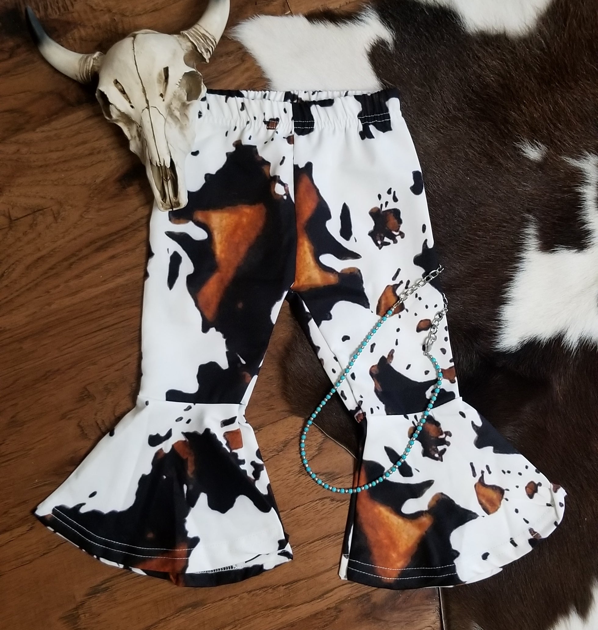 Girls Cowprint Flares