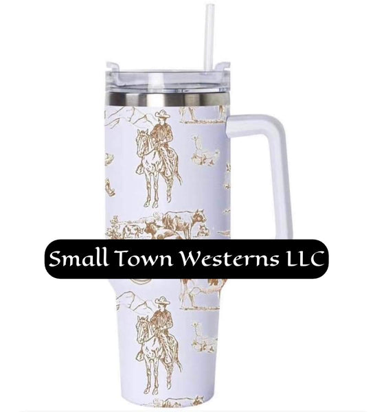 40 oz White Western Boot Tumbler – SVM Boutique